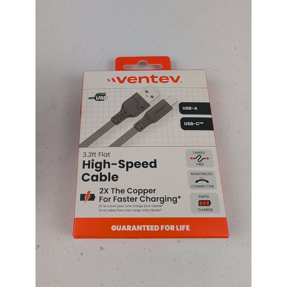 Ventev High Speed 6 Ft Braided Cable 2X the Copper for Faster Charging NEW